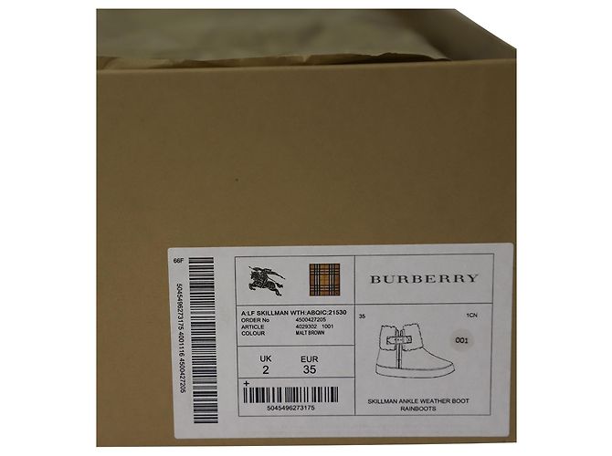 Stivali da pioggia Burberry Skillman Ankle Weather in pelle marrone - vista 7