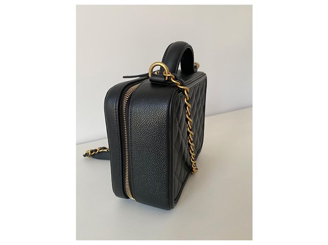 Borsa Chanel Filigree Vanity Case in pelle nera Nero - vista 11