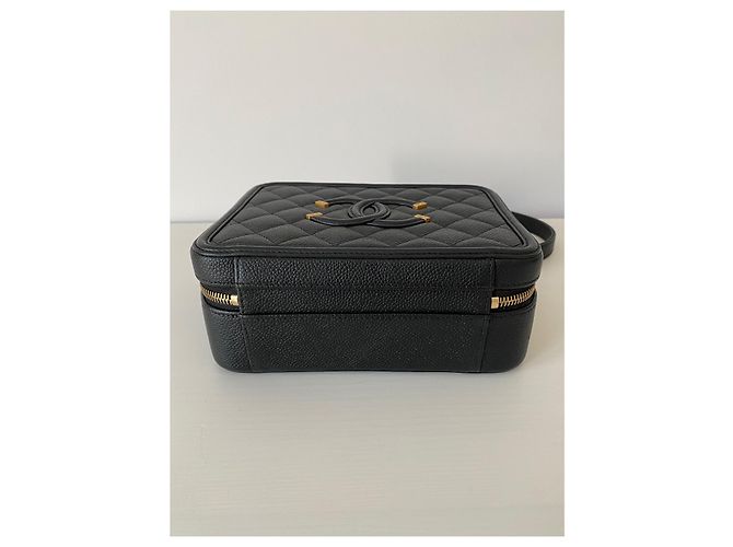 Borsa Chanel Filigree Vanity Case in pelle nera Nero - vista 5