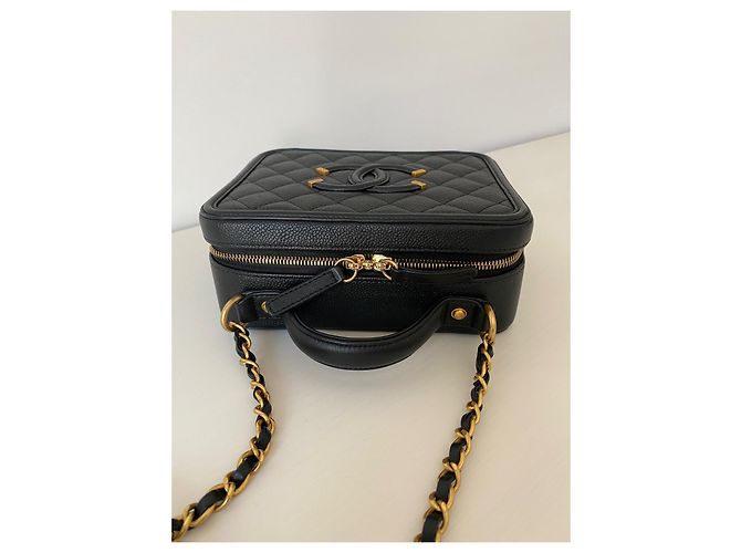 Borsa Chanel Filigree Vanity Case in pelle nera Nero - vista 6