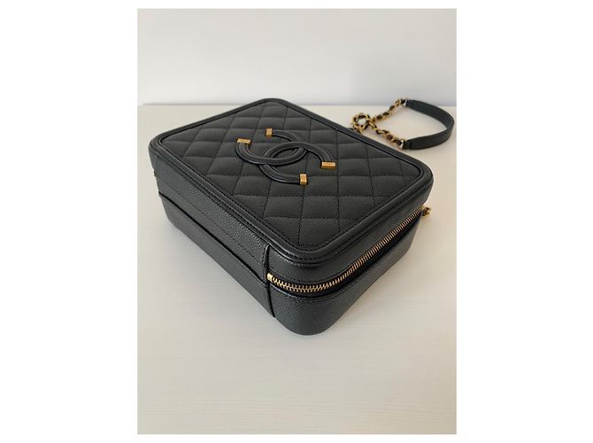 Borsa Chanel Filigree Vanity Case in pelle nera Nero - vista 7