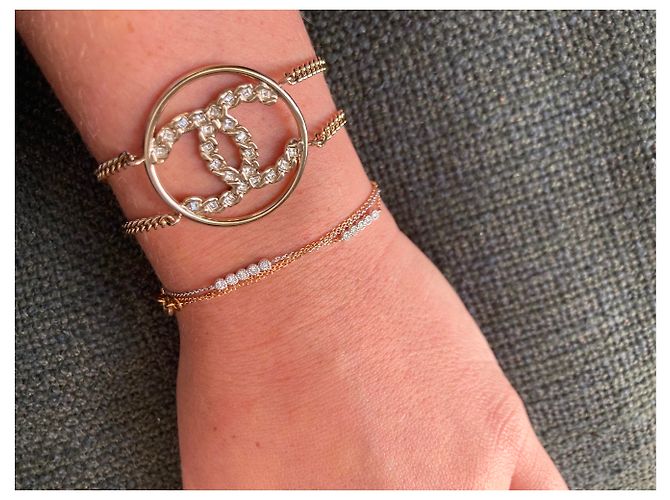 gefüttertes C-Armband CHANEL Silber Golden - Ansicht 6
