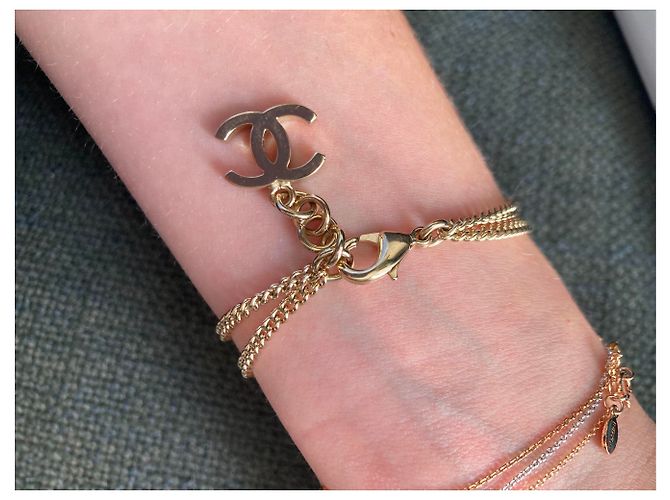 gefüttertes C-Armband CHANEL Silber Golden - Ansicht 7