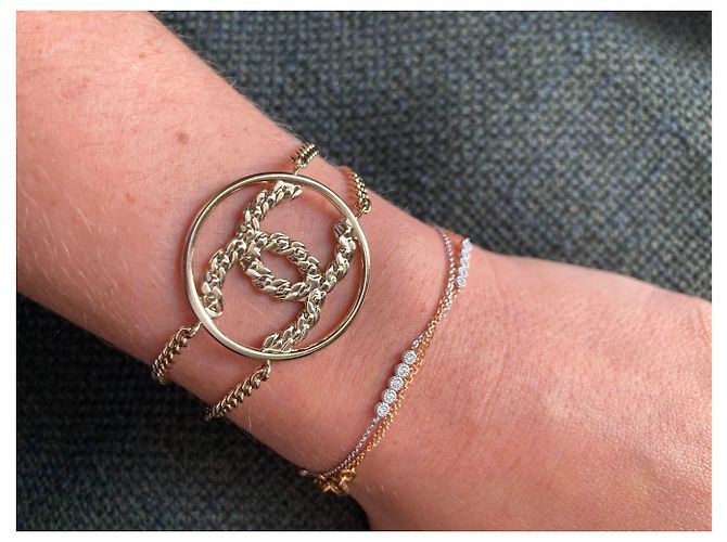 gefüttertes C-Armband CHANEL Silber Golden - Ansicht 8
