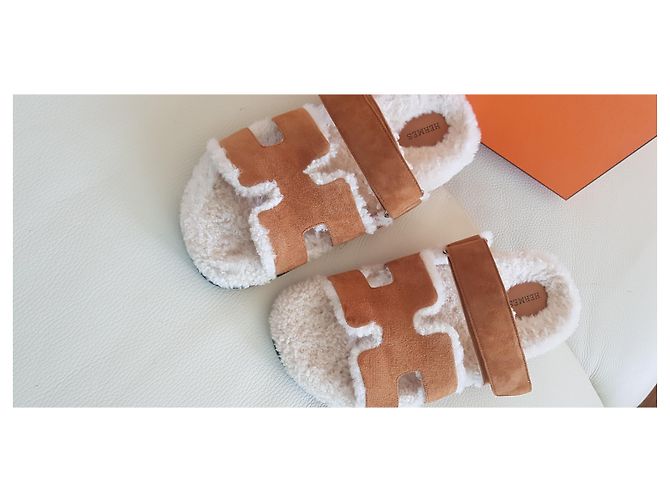 Hermès Chypre Sandali Nubuck Caramello Nocciola Carne - vista 2