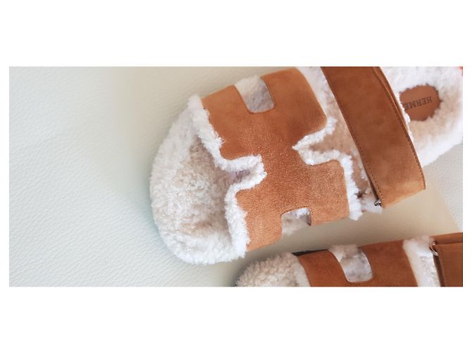 Hermès Chypre Sandali Nubuck Caramello Nocciola Carne - vista 5