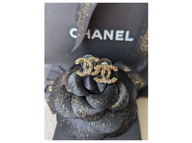 Chanel CC B14Scatola per orecchini classica S Logo Crystal GHW Coco Mark D'oro - vista 7