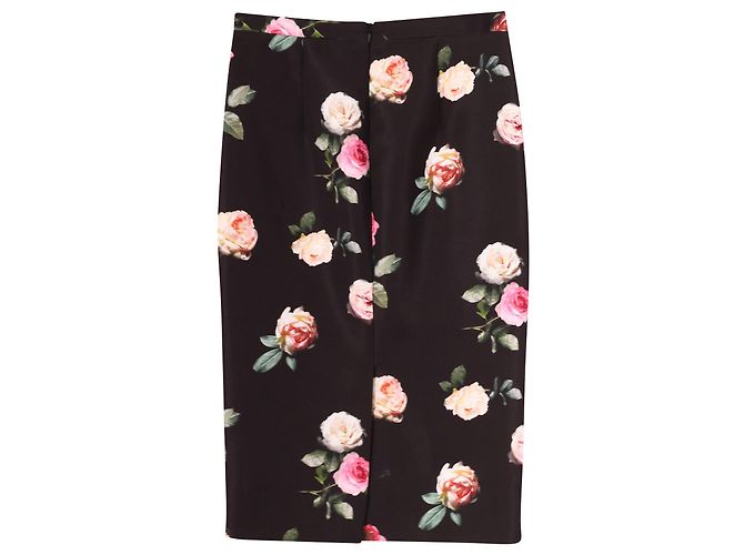 N°21 norte.21 Falda Lápiz Midi Floral en Seda Estampada Negra - vista 2