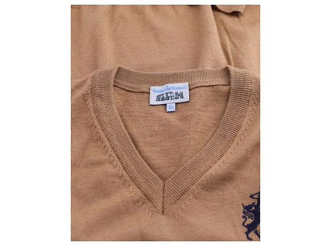 Vivienne Westwood Pullover mit V-Ausschnitt aus brauner, hellbrauner Wolle - Ansicht 3