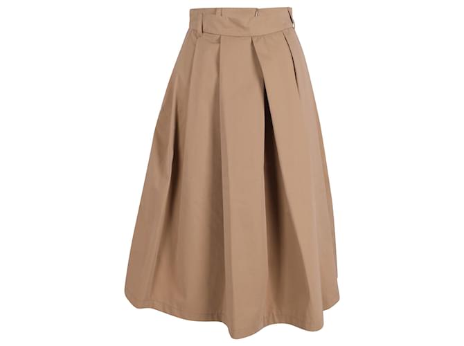 Jupe mi-longue plissée Max Mara en coton beige ref.613250 - Joli Closet