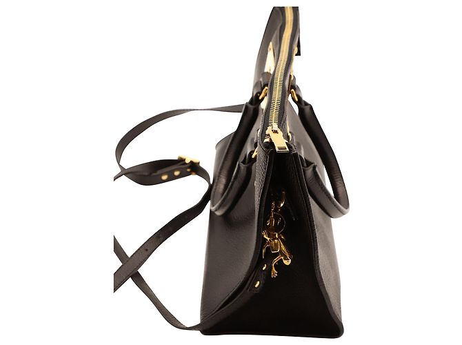 Sophie Hulme Stamped Zip-Top Bowling Bag in Black Leather - view 2