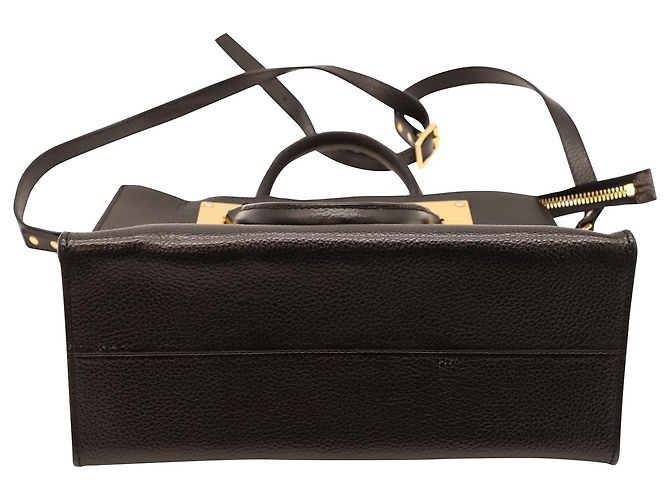 Sophie Hulme Stamped Zip-Top Bowling Bag in Black Leather - view 4