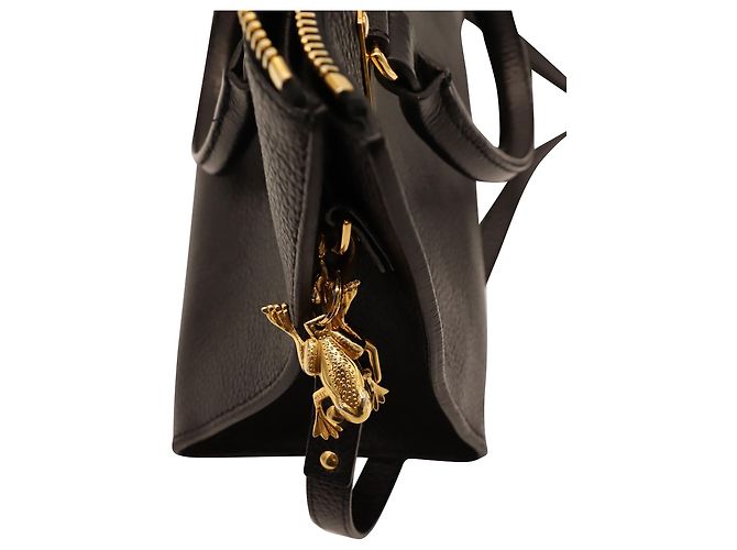 Sophie Hulme Stamped Zip-Top Bowling Bag in Black Leather - view 7