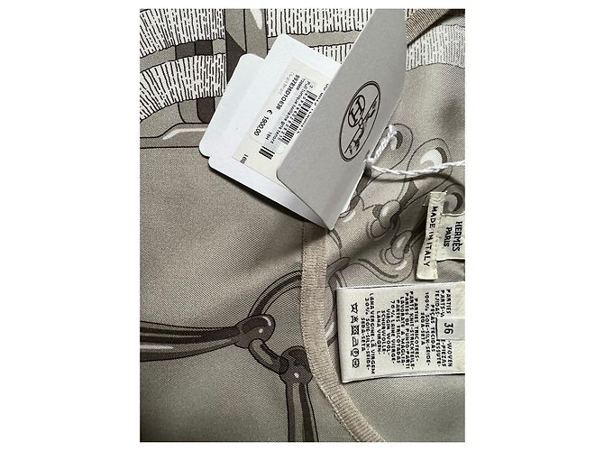 Hermès Hermes Túnica Twillaine Blanco Beige Gris Arena Crema Avellana Marrón claro - vista 2