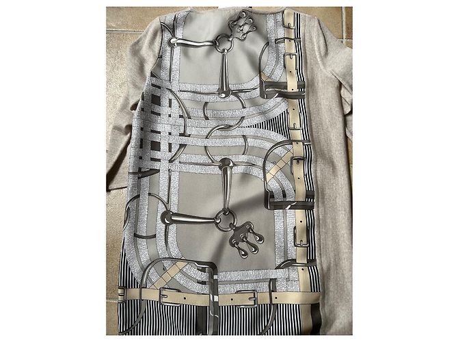 Hermès Hermes Túnica Twillaine Blanco Beige Gris Arena Crema Avellana Marrón claro - vista 3