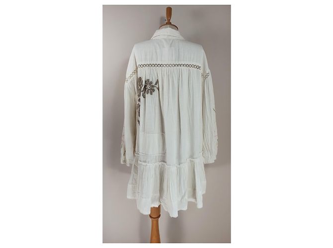 Vestido de algodón bordado marfil Free People L - vista 6