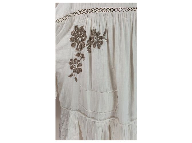 Vestido de algodón bordado marfil Free People L - vista 7