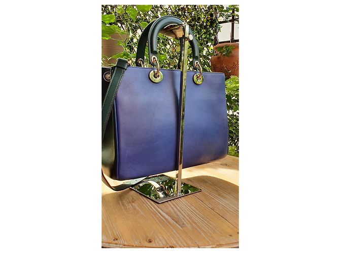 Borsa tote Dior Diorissimo blu in pelle - vista 2