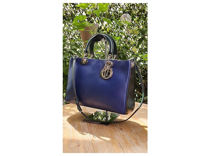 Borsa tote Dior Diorissimo blu in pelle - vista 5