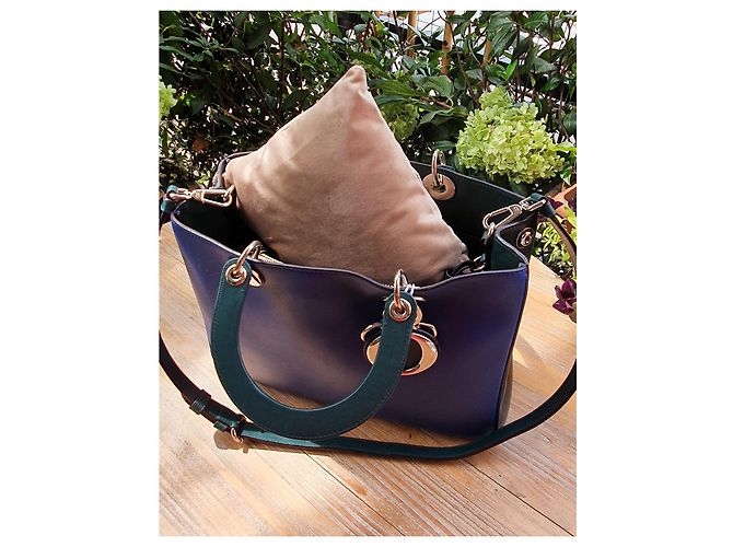 Borsa tote Dior Diorissimo blu in pelle - vista 7