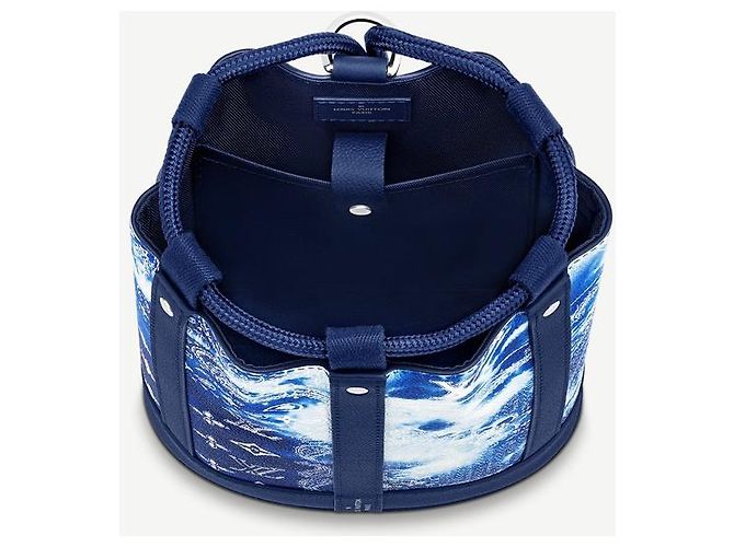 Louis Vuitton Randonnee PM Pelle Blu Monogramma Bandana - vista 3