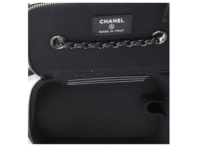 Vanity Vanità Chanel in velluto trapuntato nero su catena - vista 2