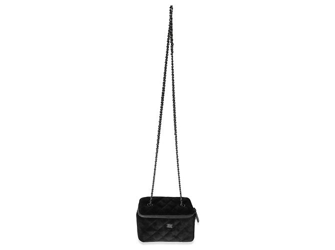 Vanity Vanità Chanel in velluto trapuntato nero su catena - vista 6