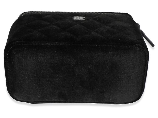 Vanity Vanità Chanel in velluto trapuntato nero su catena - vista 8