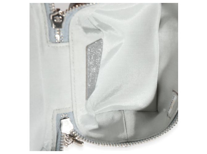 Vanity Chanel Silver Metallic Quilted Caviar Mini-Kosmetiktasche mit Kette Grau - Ansicht 4