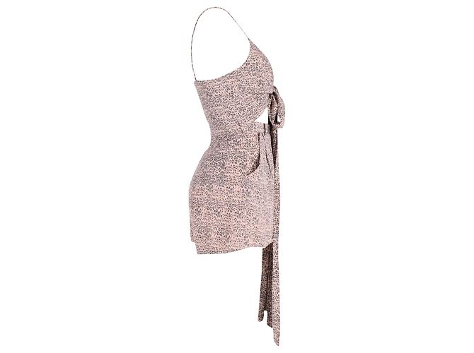 Zimmermann Playsuit mit Leopardenmuster zum Binden vorne aus beiger Seide - Ansicht 2