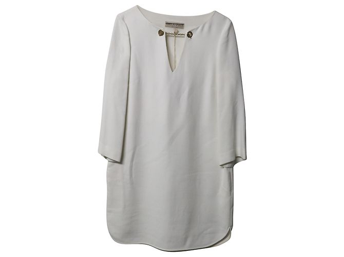 Emilio Pucci VESTIDO TÚNICA CON CUELLO DE CADENAS EN SEDA BLANCO - vista 4