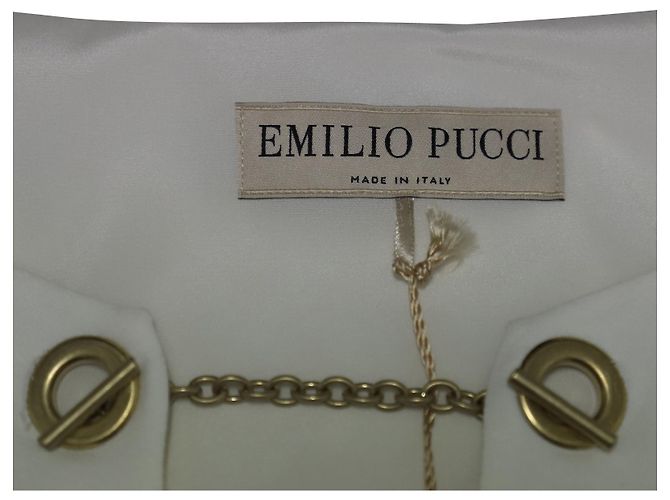 Emilio Pucci VESTIDO TÚNICA CON CUELLO DE CADENAS EN SEDA BLANCO - vista 6