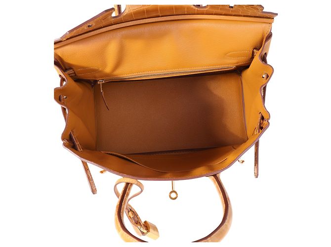 Hermès Hermes Caramel Tabac Shiny Niloticus Coccodrillo & Togo Touch Birkin 30 GHW Marrone - vista 3