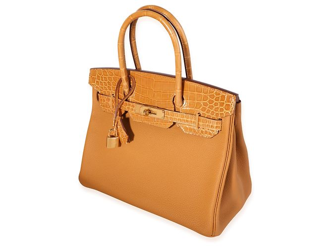 Hermès Hermes Caramel Tabac Shiny Niloticus Coccodrillo & Togo Touch Birkin 30 GHW Marrone - vista 4
