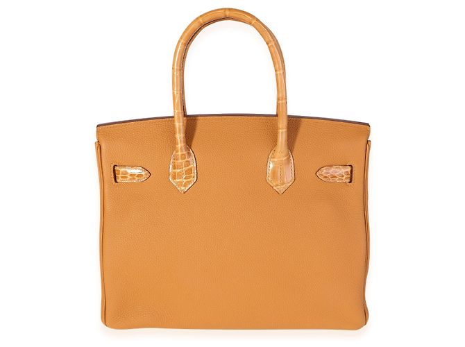 Hermès Hermes Caramel Tabac Shiny Niloticus Coccodrillo & Togo Touch Birkin 30 GHW Marrone - vista 5