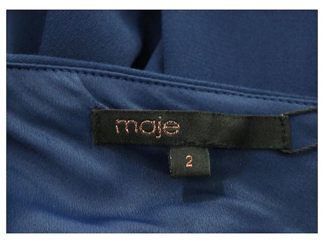 Abito Maje Monospalla con Volant in Viscosa Blu Navy - vista 4