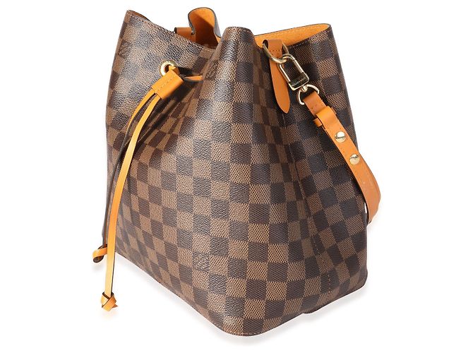 Néonoé Louis Vuitton Safran in pelle gialla e Damier Ebene Neonoe mm Marrone - vista 4