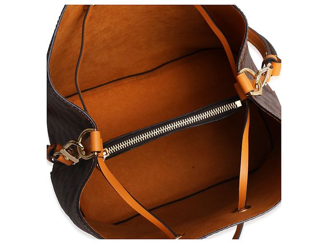 Néonoé Louis Vuitton Safran in pelle gialla e Damier Ebene Neonoe mm Marrone - vista 7