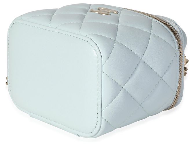 Vanity Mini penteadeira acolchoada azul claro Chanel pele de cordeiro - vista 5