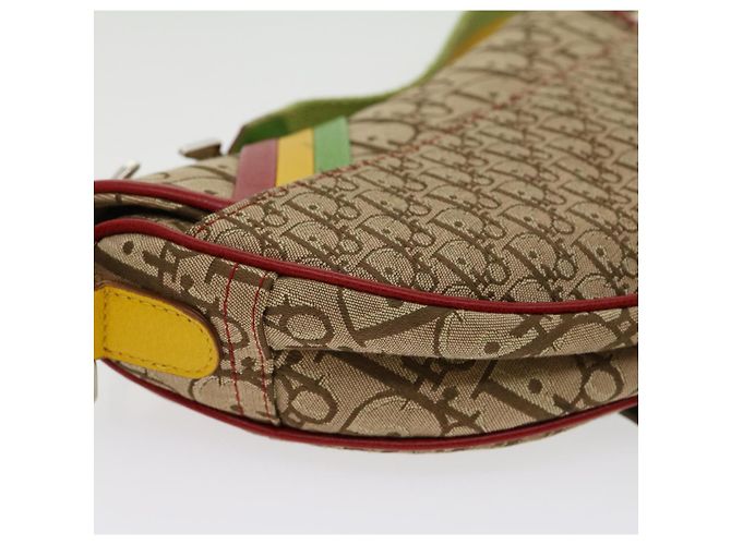 Borsa a tracolla Christian Dior Trotter Canvas Saddle Colore Rasta Beige Auth 30671alla - vista 17