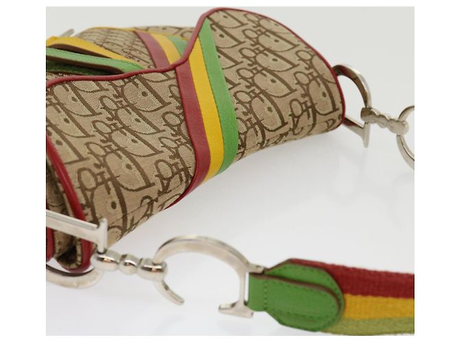 Borsa a tracolla Christian Dior Trotter Canvas Saddle Colore Rasta Beige Auth 30671alla - vista 6