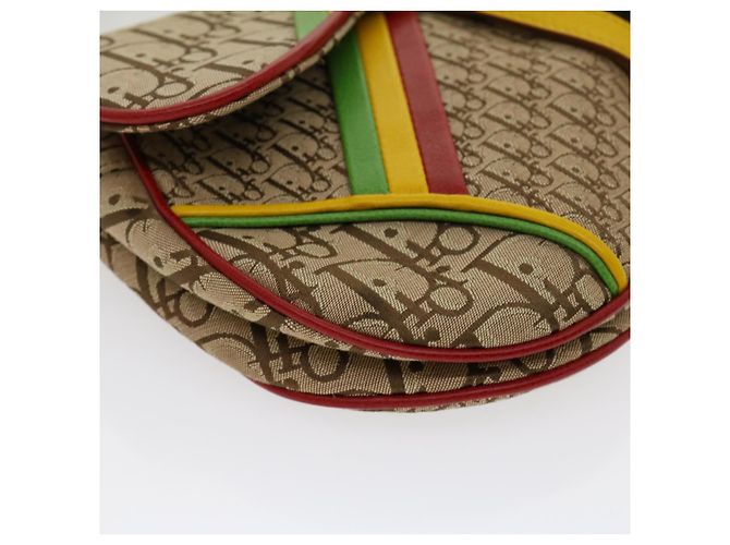 Borsa a tracolla Christian Dior Trotter Canvas Saddle Colore Rasta Beige Auth 30671alla - vista 8