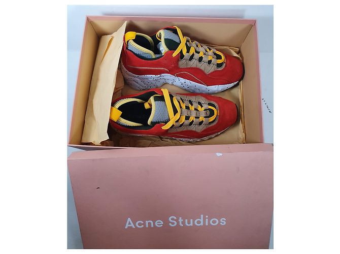 Acne Studios Rockaway Contrast Sneakers Orange Beige Yellow - view 9