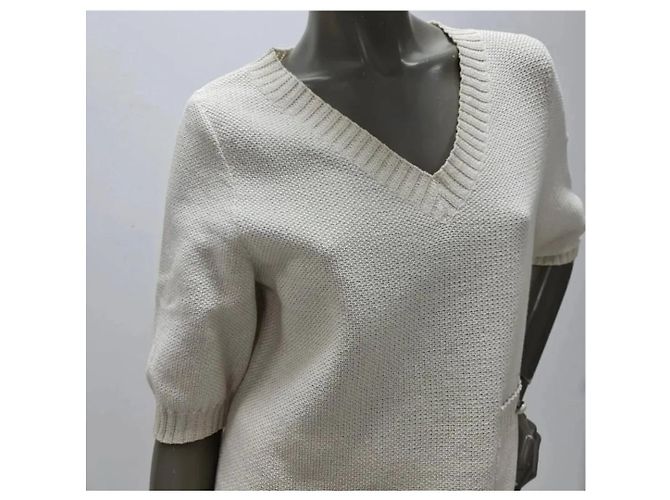 Conjunto de terno Chanel Ivory Knited Bege - vista 4