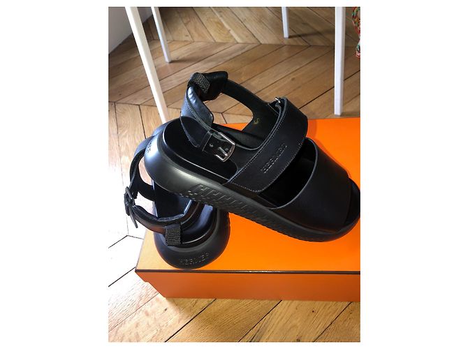 Sandali Hermès Archipel in pelle nera Nero - vista 7