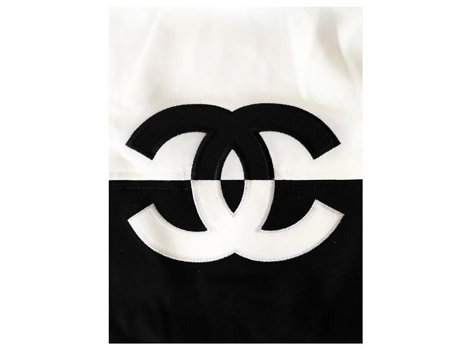 Chanel CC Logo Einteiler Schwarz und Weiß Zweifarbige Größe 34 XS - Ansicht 4