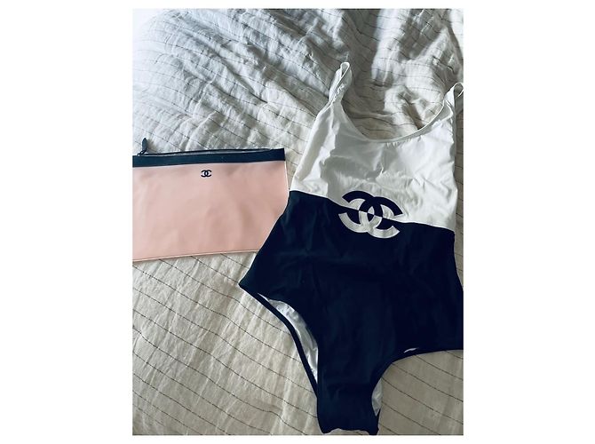 Chanel CC Logo Einteiler Schwarz und Weiß Zweifarbige Größe 34 XS - Ansicht 6