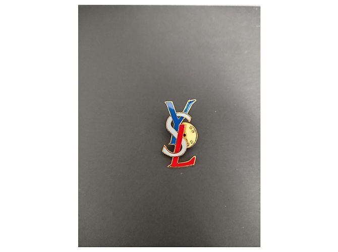 Broche Yves Saint Laurent tricolore résine bleu blanc rouge Multicolore - vue 2