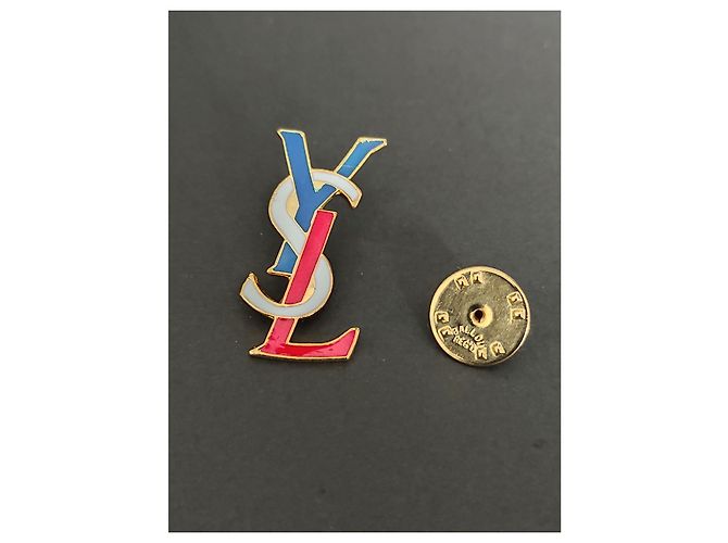 Broche Yves Saint Laurent tricolore résine bleu blanc rouge Multicolore - vue 4