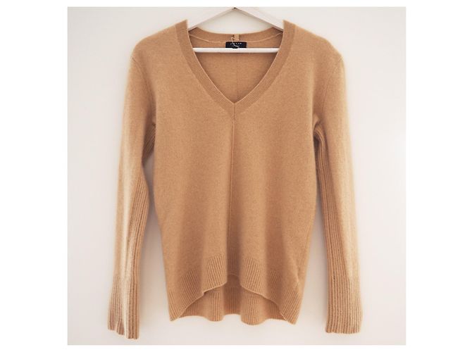 Jigsaw Pullover aus reinem Kaschmir mit V-Ausschnitt in Kamelbeige. S Größe - Ansicht 2